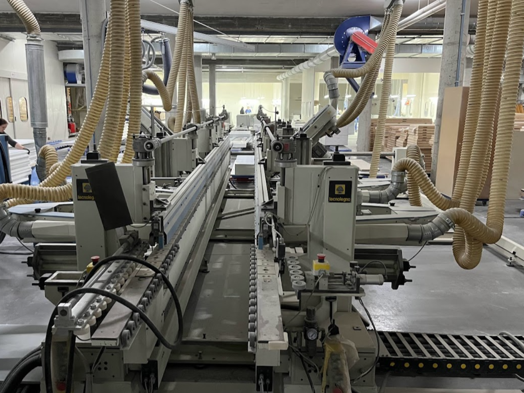 Levigabordi per pannelli doppia TECNOLEGNO mod. TG 720/2 - cod. 28 con tubi di aspirazione gialli